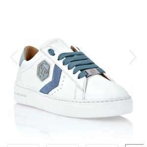 Philipp Plein FIRE! NIB! Lo-Top Leather Arrow Force Strass Sneakers. Sz 45/11.